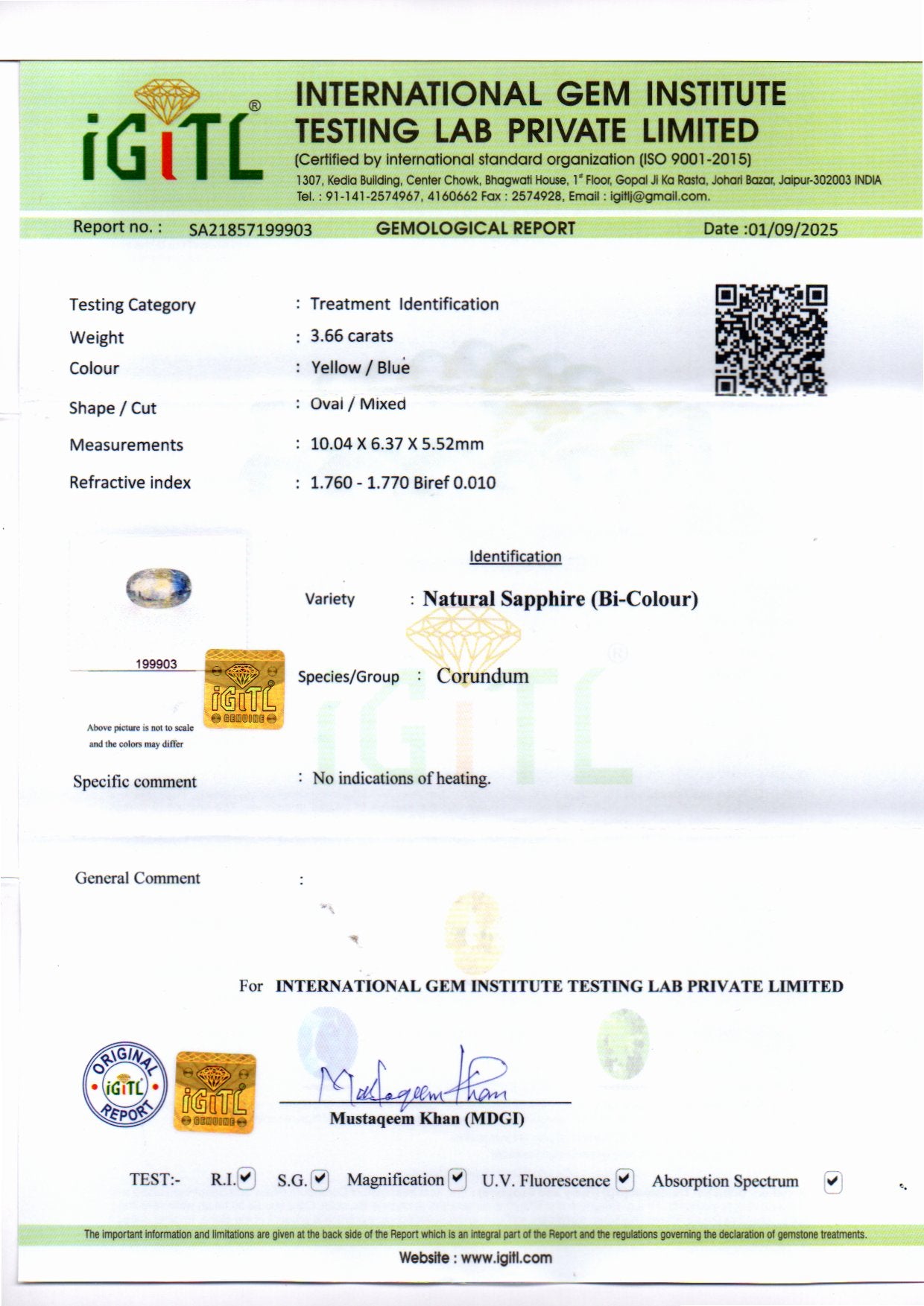 Ceylon Pitambari - 3.66 Carat Limited Quality PTM-33014
