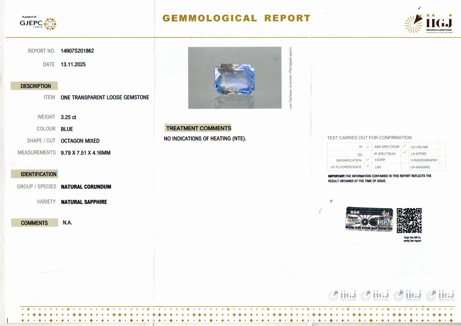 Ceylon Neelambari - 3.25 Carat Limited Quality PTM-33017