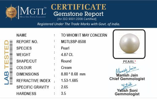 South Sea Pearl - 4.87 Carat Prime Quality SSP-8508