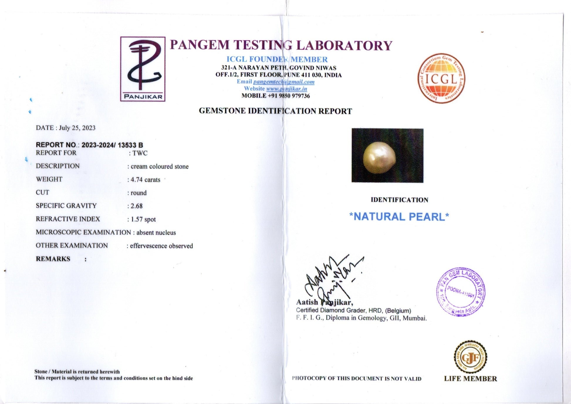 Venezuela Pearl - 4.74 Carat Limited Quality SSP-8574