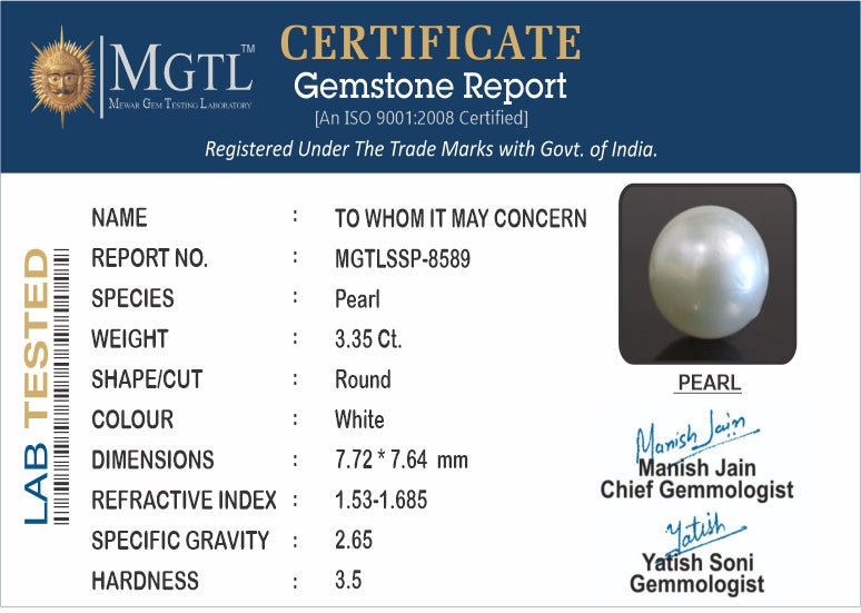 South Sea Pearl - 3.35 Carat Fine Quality SSP-8589
