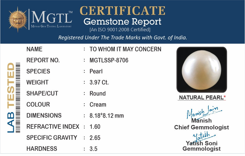 South Sea Pearl - 3.97 Carat Prime Quality SSP-8706