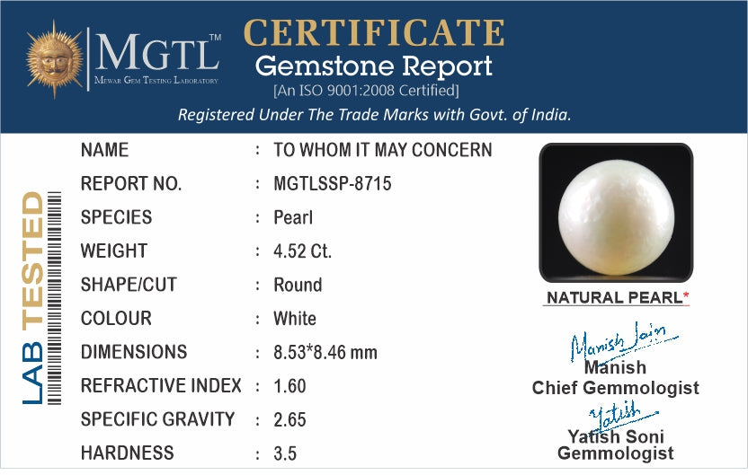 South Sea Pearl - 4.52 Carat Prime Quality SSP-8715