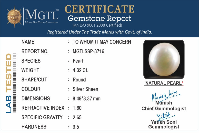 South Sea Pearl - 4.32 Carat Prime Quality SSP-8716