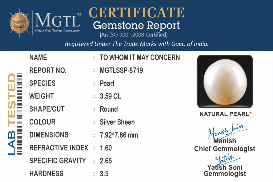 South Sea Pearl - 3.59 Carat Prime Quality SSP-8719