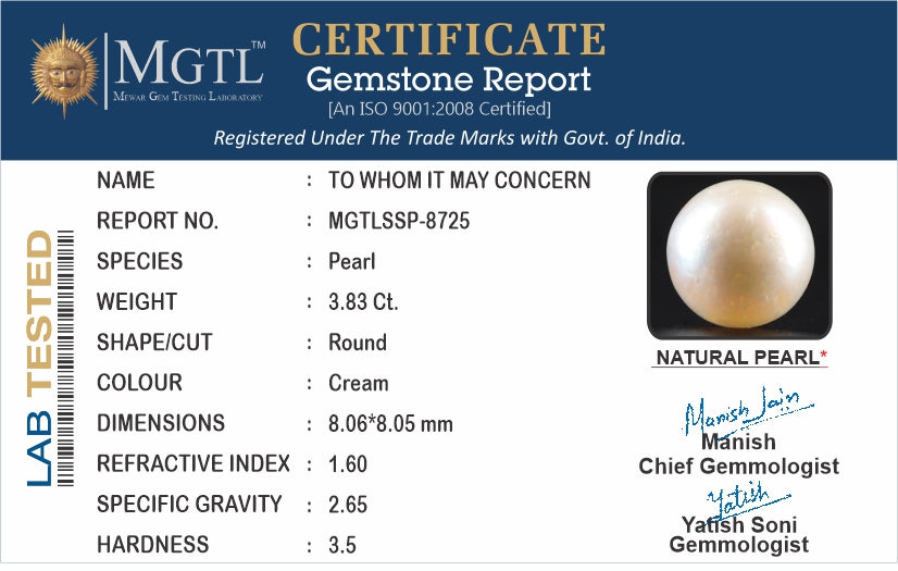South Sea Pearl - 3.83 Carat Prime Quality SSP-8725