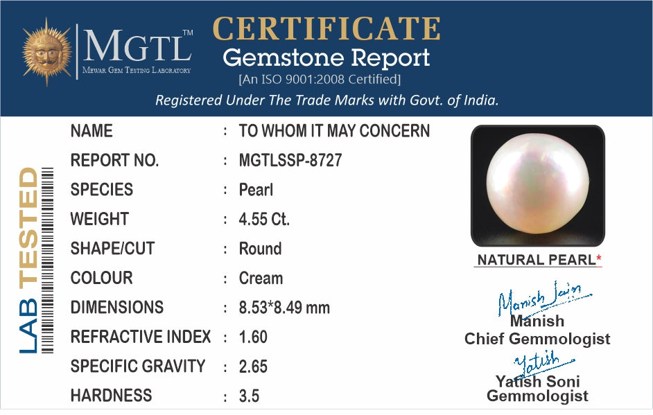 South Sea Pearl - 4.55 Carat Prime Quality SSP-8727