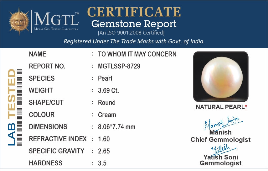 South Sea Pearl - 3.69 Carat Prime Quality SSP-8729