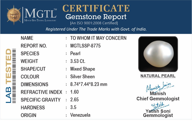 Venezuela Pearl - 3.53 Carat Limited Quality SSP-8775