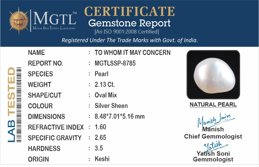 Keshi Pearl - 2.13 Carat Prime Quality SSP-8785