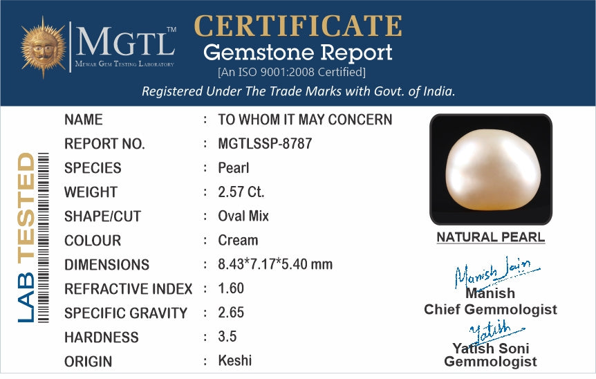 Keshi Pearl - 2.57 Carat Prime Quality SSP-8787