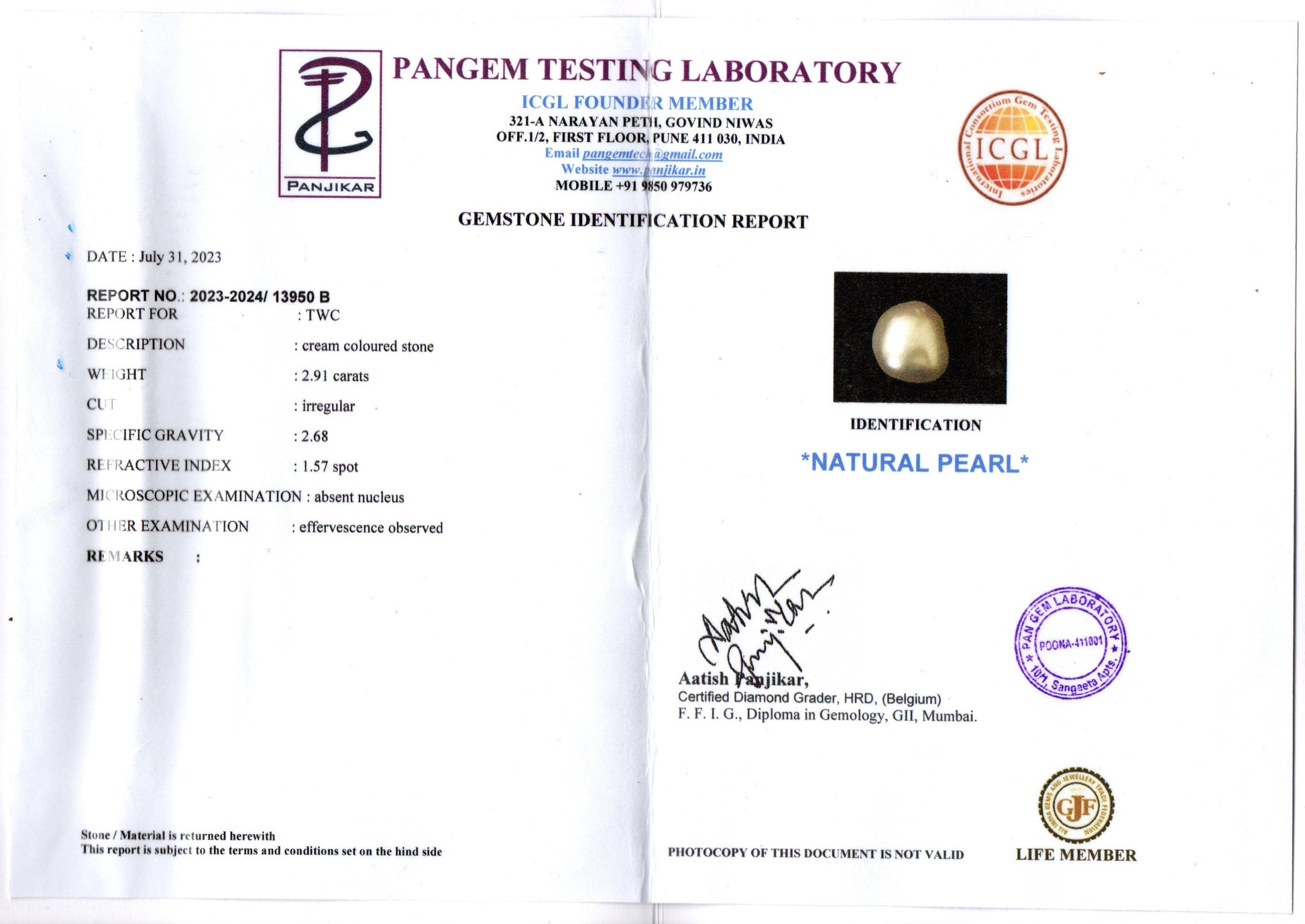 Keshi Pearl - 2.91 Carat Limited Quality SSP-8803