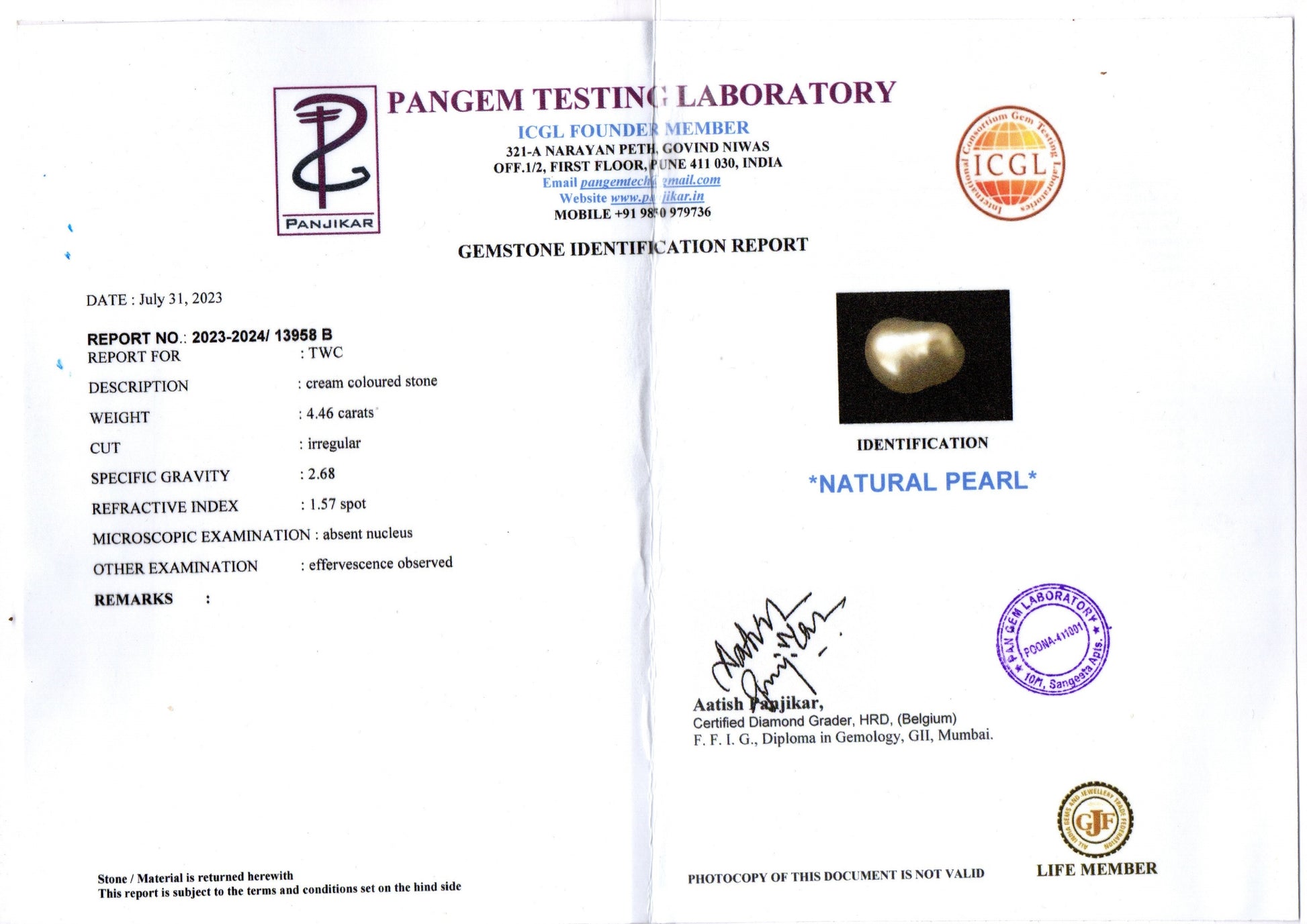 Venezuela Pearl - 4.46 Carat Limited Quality SSP-8806