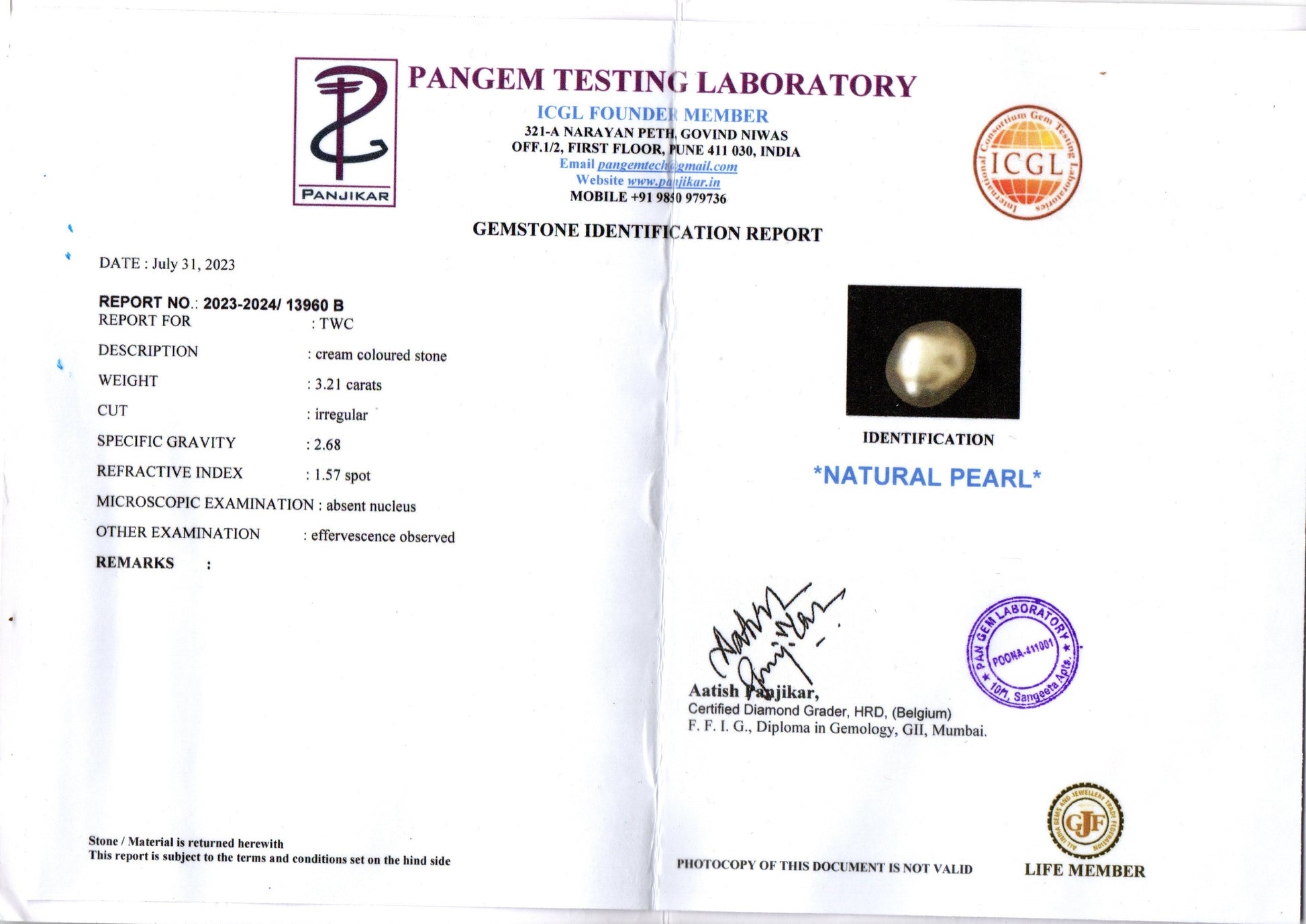 Keshi Pearl - 3.21 Carat Limited Quality SSP-8812