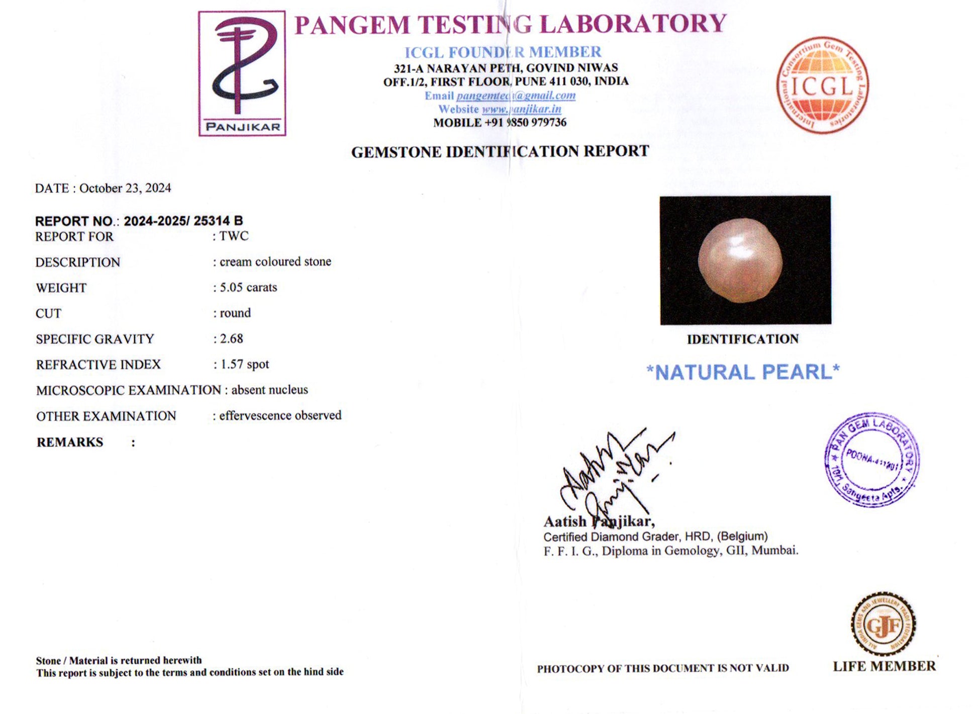 Venezuela Pearl - 5.05 Carat Limited Quality SSP-8929