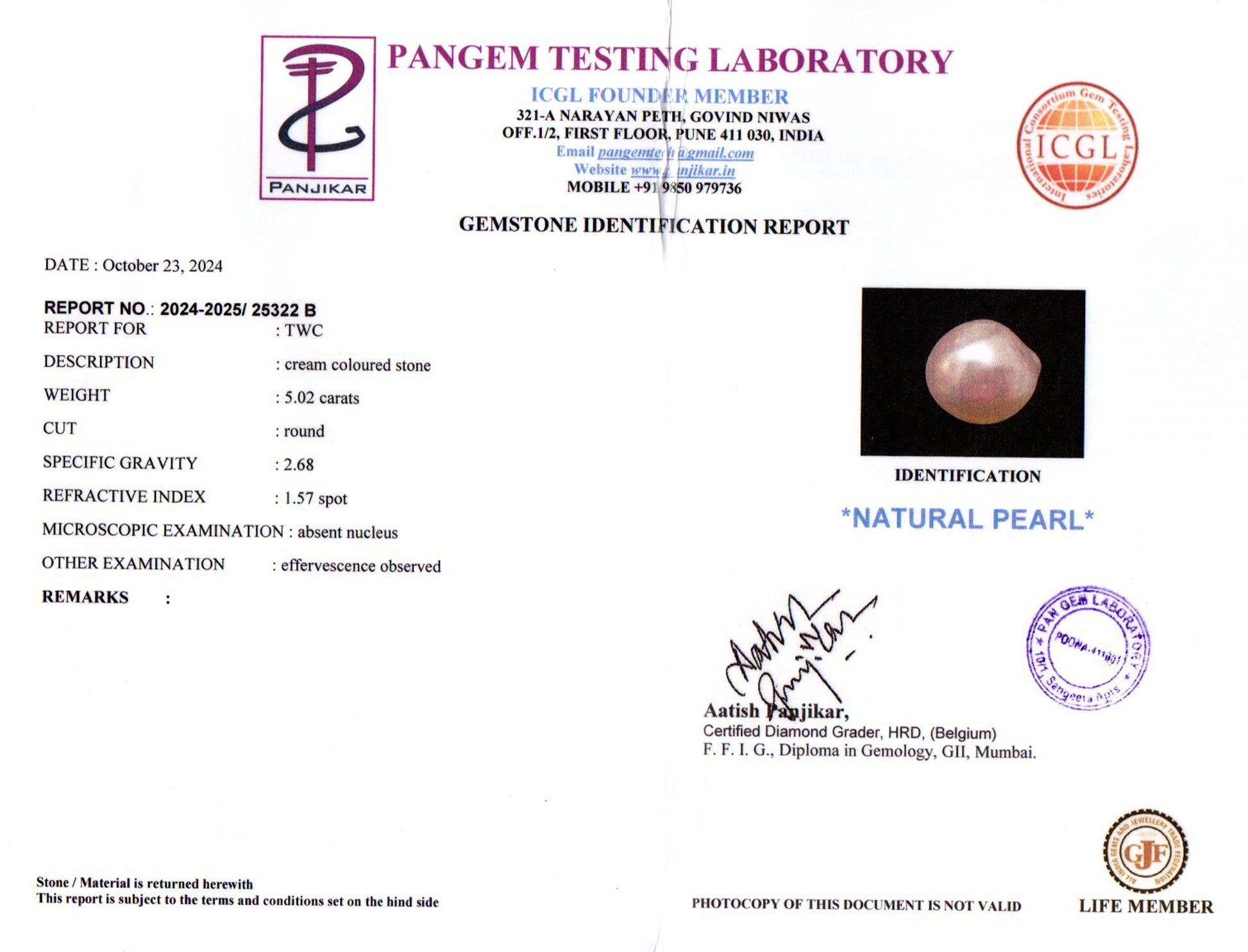 Venezuela Pearl - 5.02 Carat Limited Quality SSP-8931