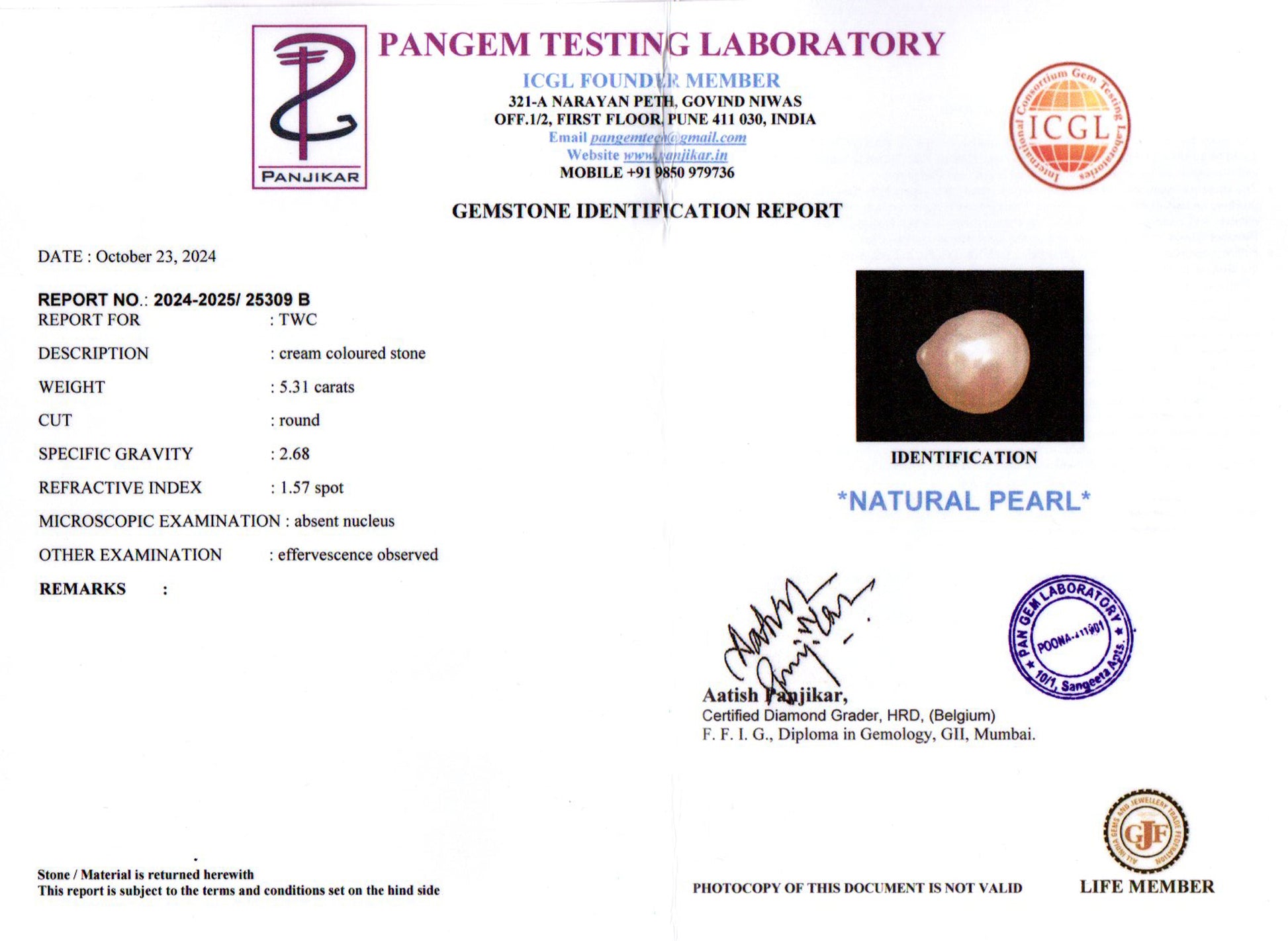 Venezuela Pearl - 5.31 Carat Limited Quality SSP-8945