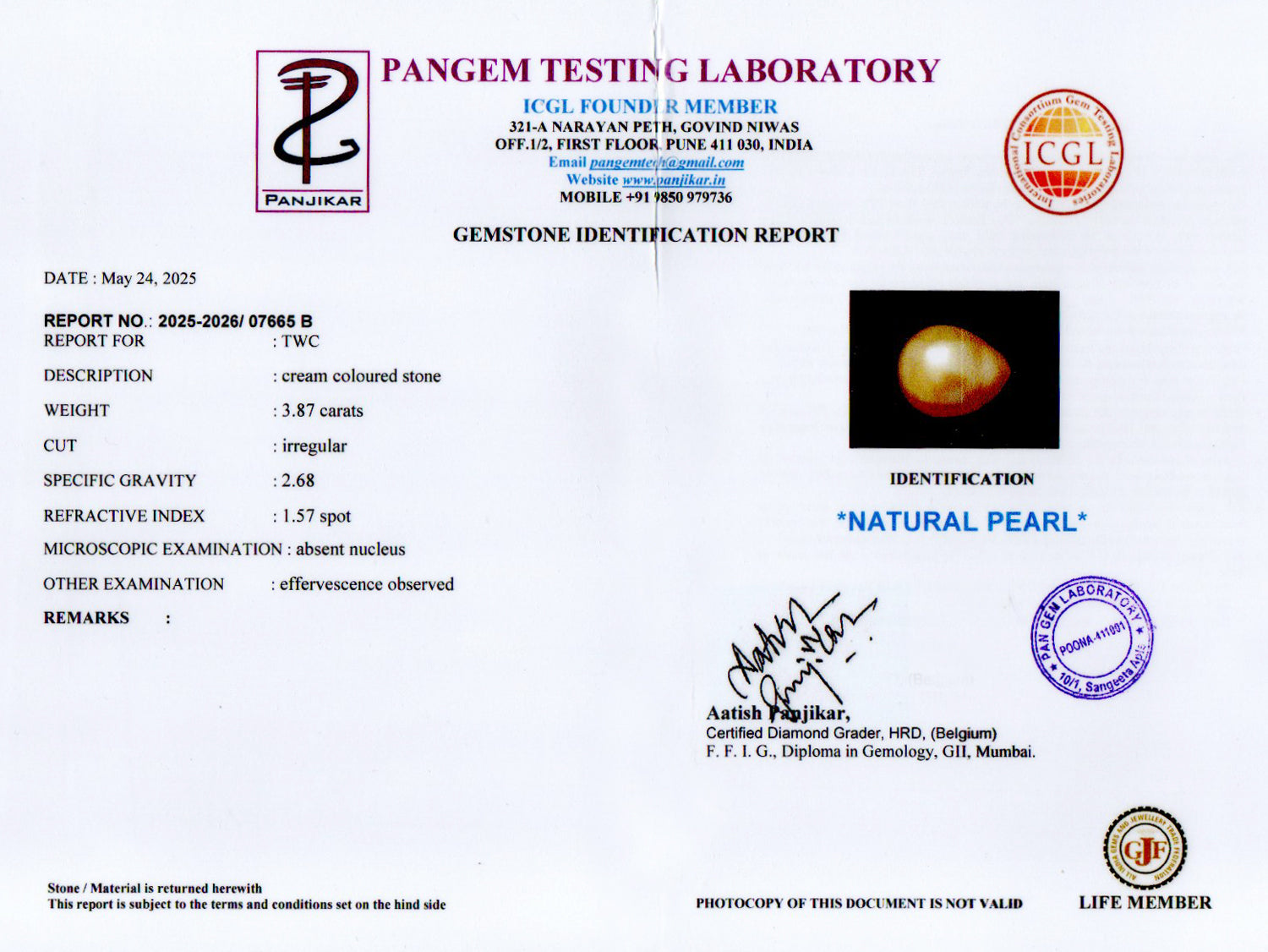 Venezuela Pearl - 3.87 Carat Limited Quality SSP-8955