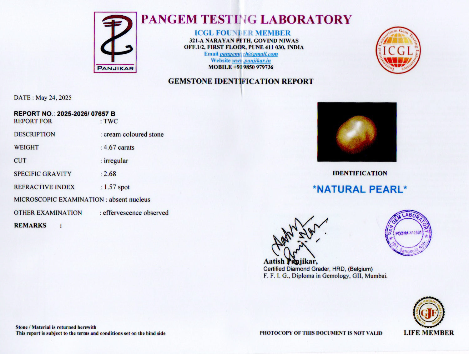 Venezuela Pearl - 4.67 Carat Limited Quality SSP-8956