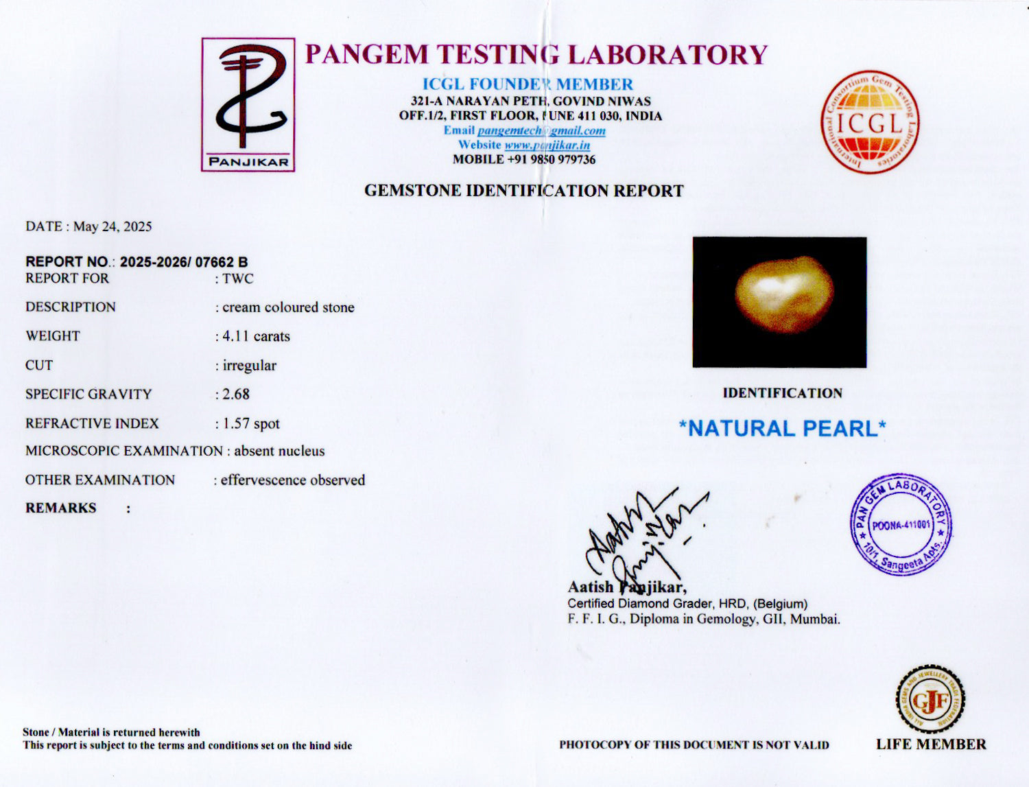 Venezuela Pearl - 4.11 Carat Limited Quality SSP-8957
