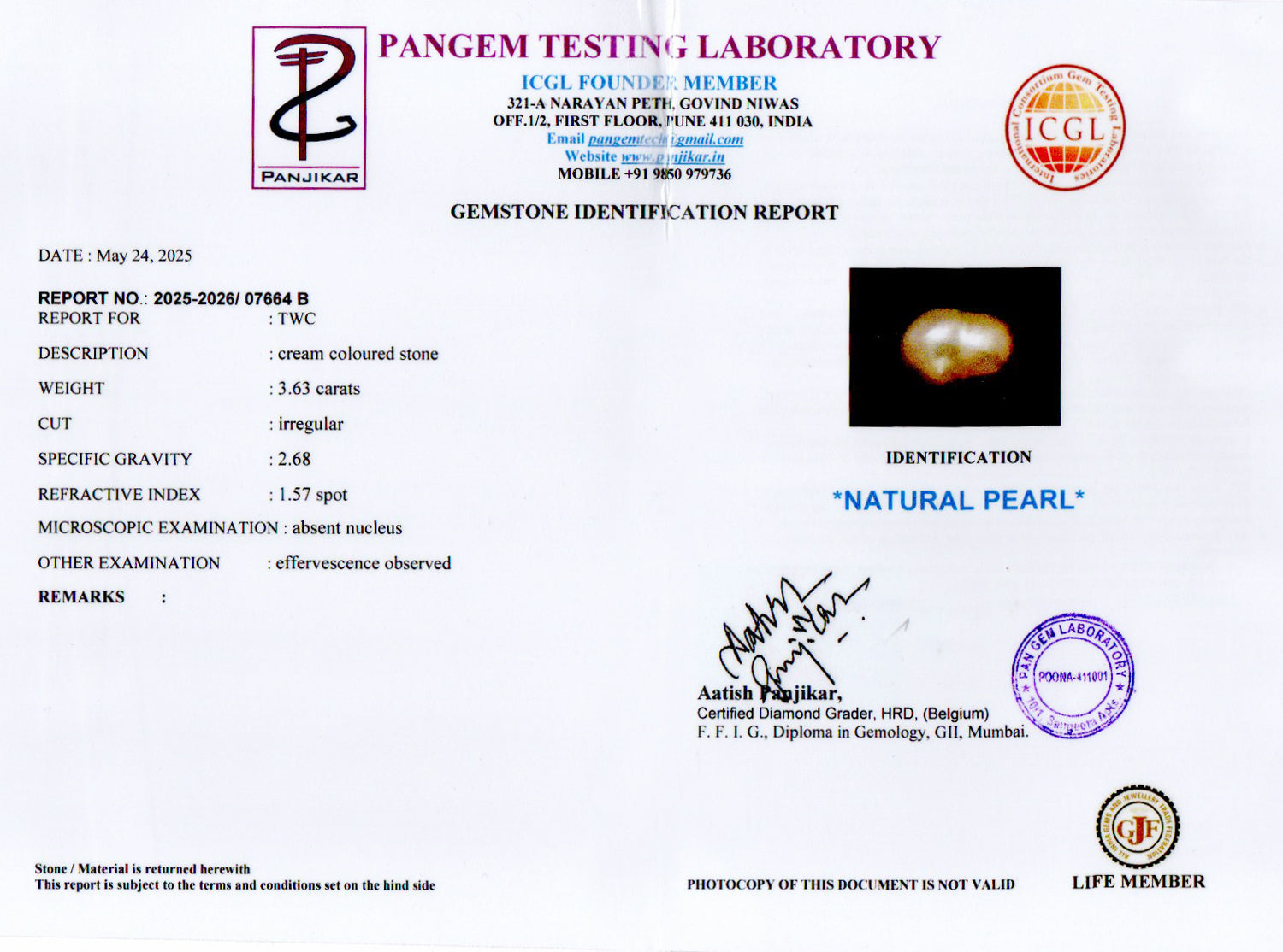 Venezuela Pearl - 3.63 Carat Limited Quality SSP-8958