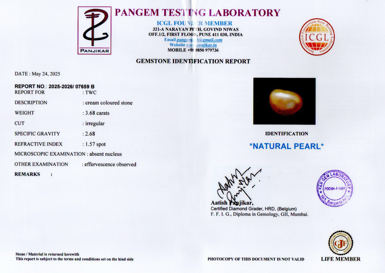 Venezuela Pearl - 3.68 Carat Limited Quality SSP-8959