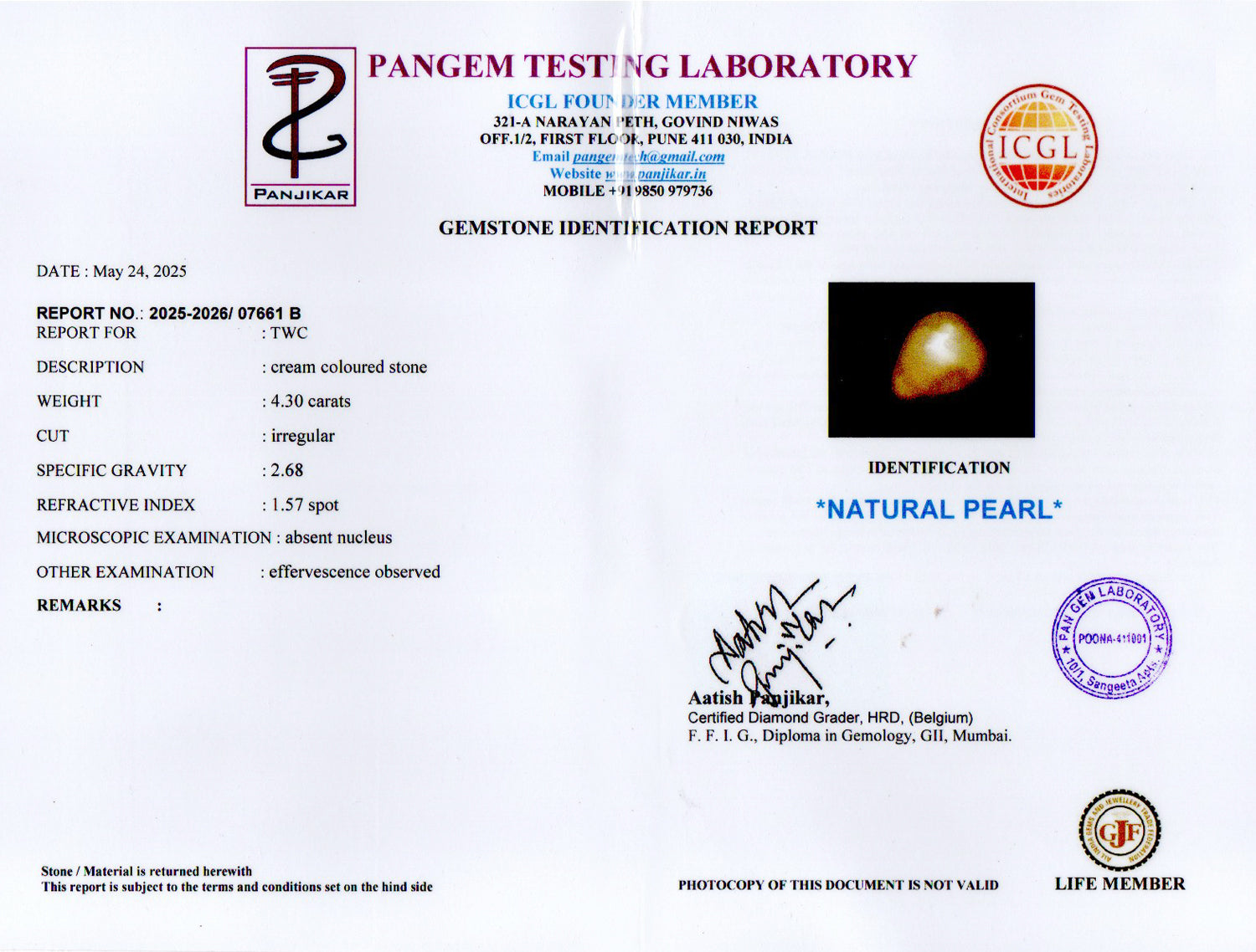 Venezuela Pearl - 4.30 Carat Limited Quality SSP-8962