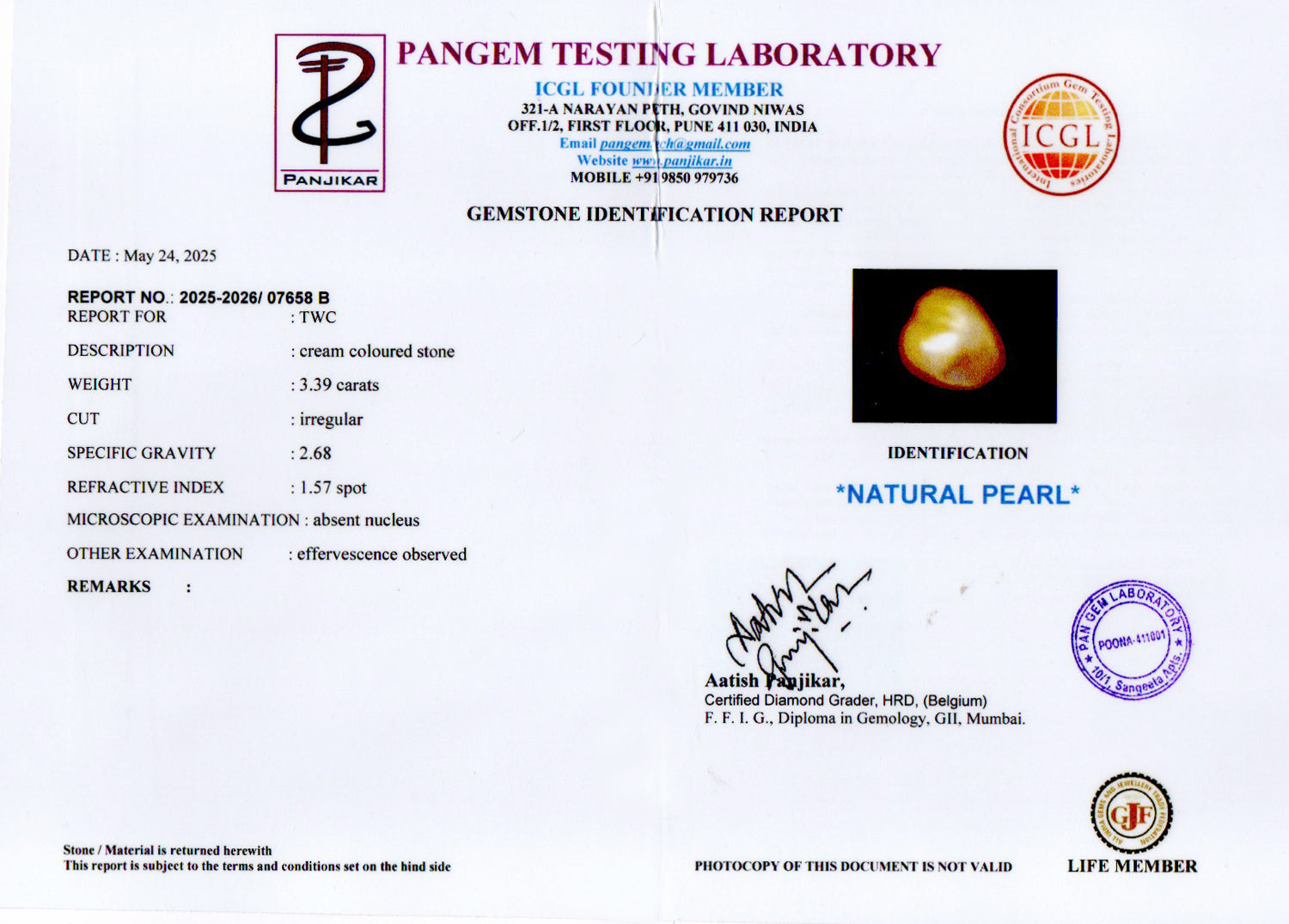 Venezuela Pearl - 3.39 Carat Limited Quality SSP-8963