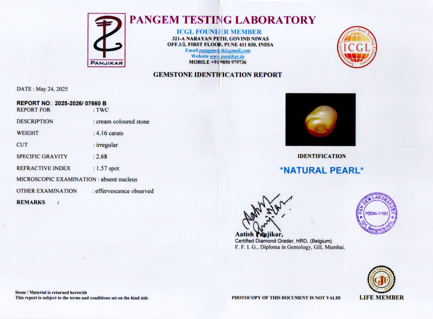 Venezuela Pearl - 4.16 Carat Limited Quality SSP-8964