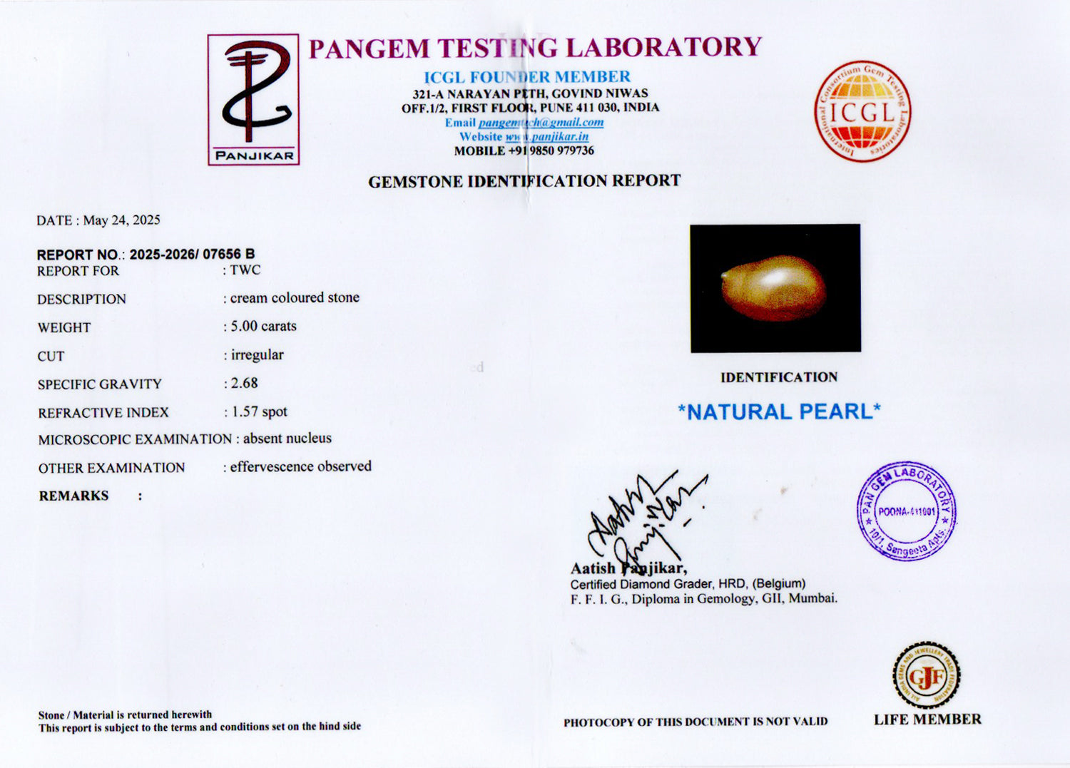Venezuela Pearl - 5.00 Carat Limited Quality SSP-8965
