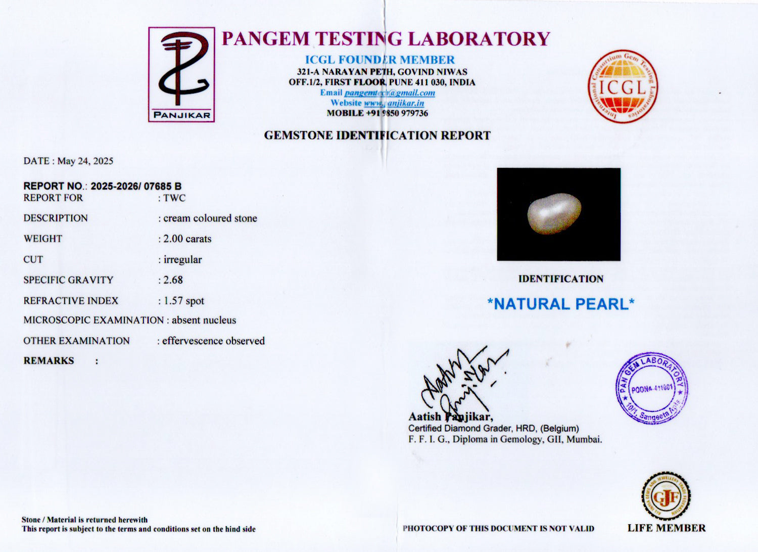 Venezuela Pearl - 2.00 Carat Limited Quality SSP-8970