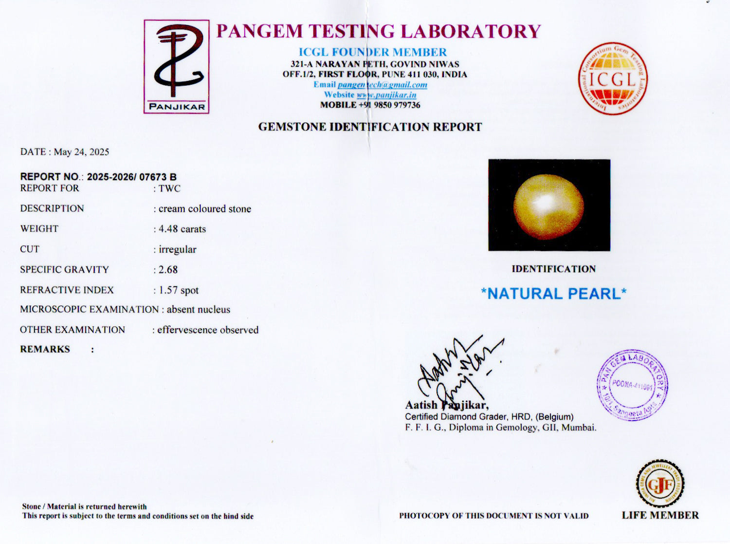 Venezuela Pearl - 4.48 Carat Limited Quality SSP-8974