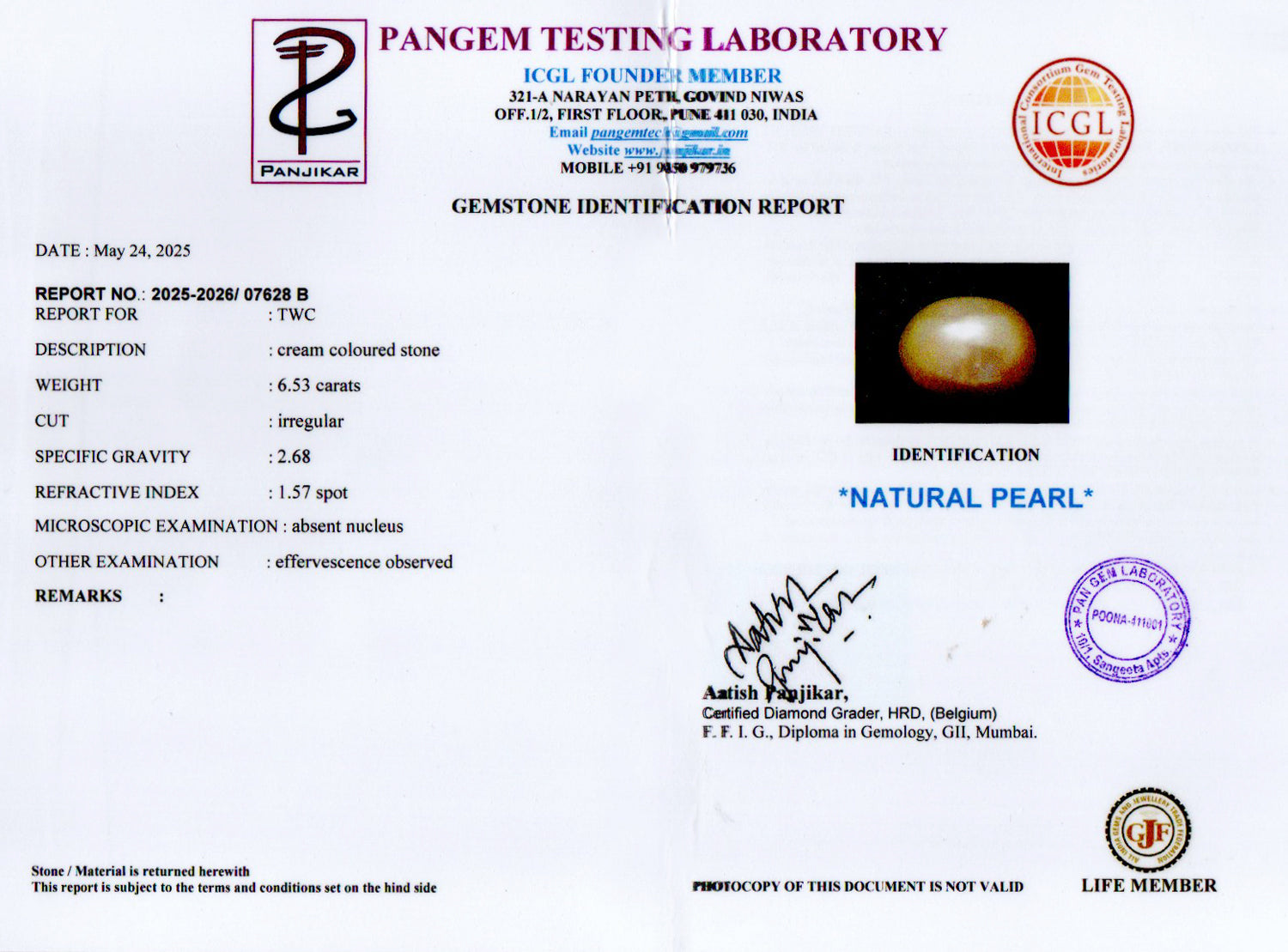 Venezuela Pearl - 6.53 Carat Limited Quality SSP-8987