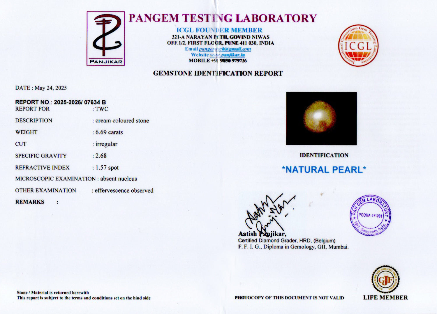 Venezuela Pearl - 6.69 Carat Limited Quality SSP-8988