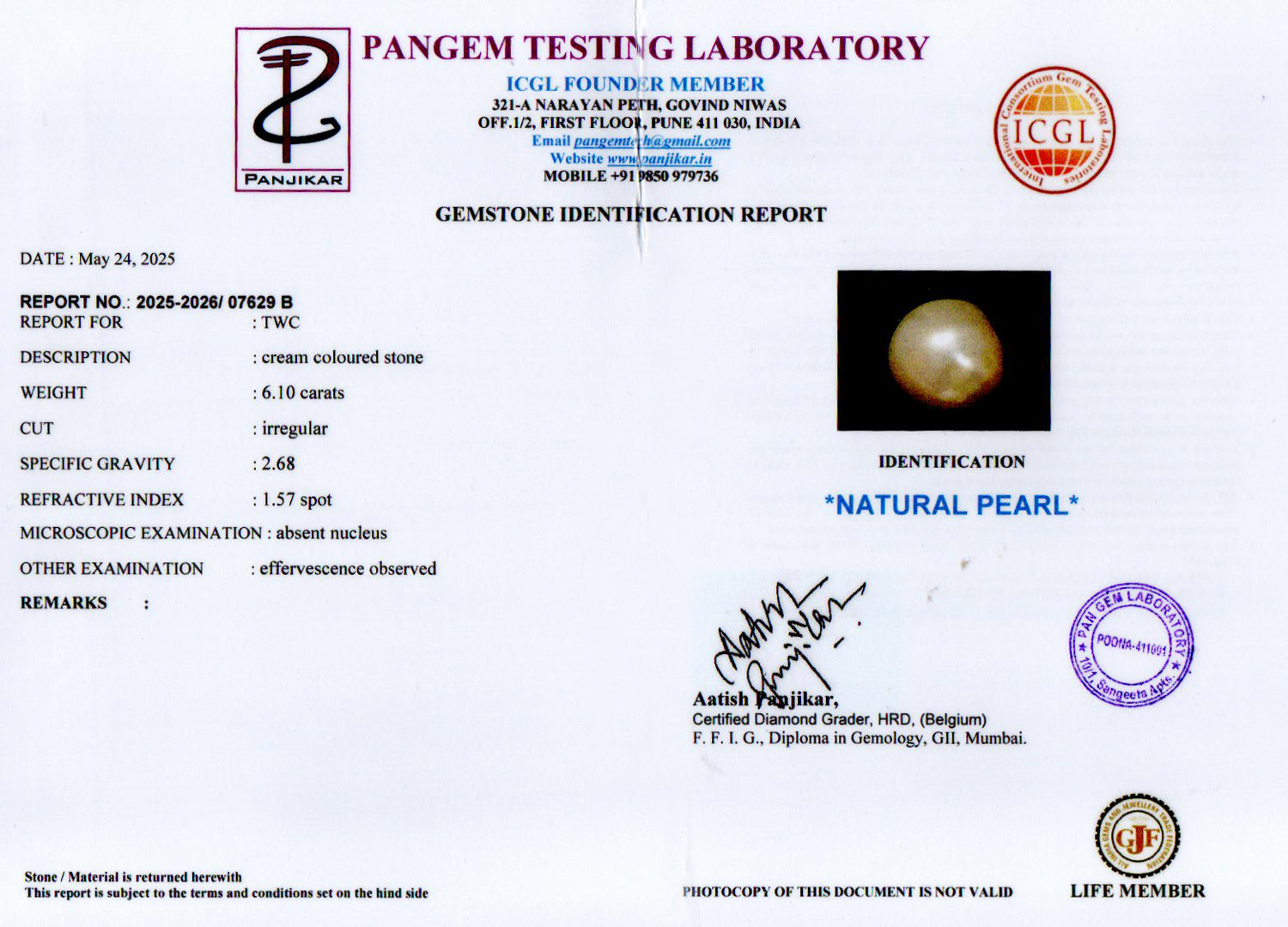 Venezuela Pearl - 6.10 Carat Limited Quality SSP-8992