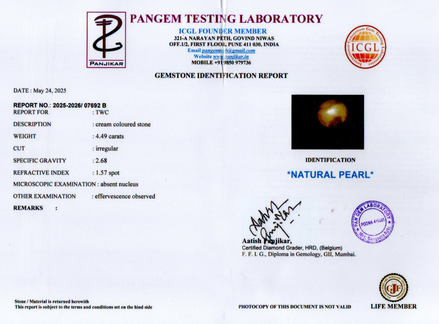 Keshi Pearl - 4.49 Carat Prime Quality SSP-8998