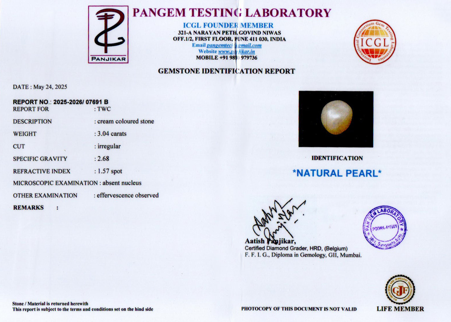Keshi Pearl - 3.04 Carat Prime Quality SSP-9002