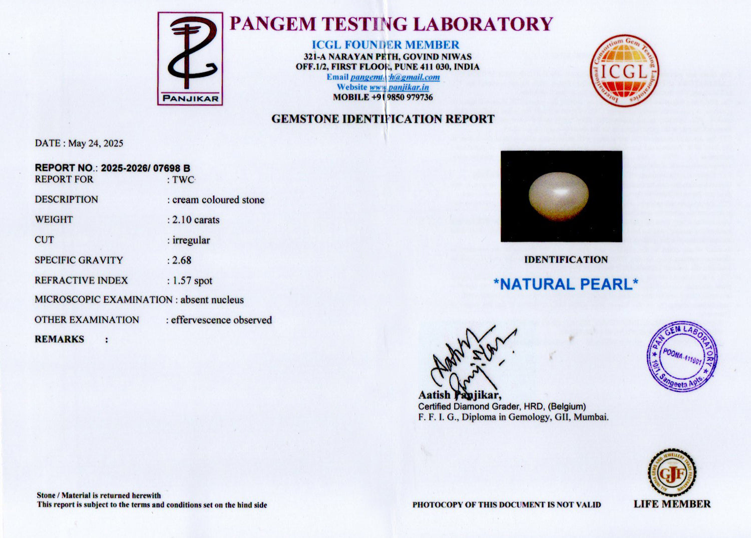 Keshi Pearl - 2.10 Carat Limited Quality SSP-9007