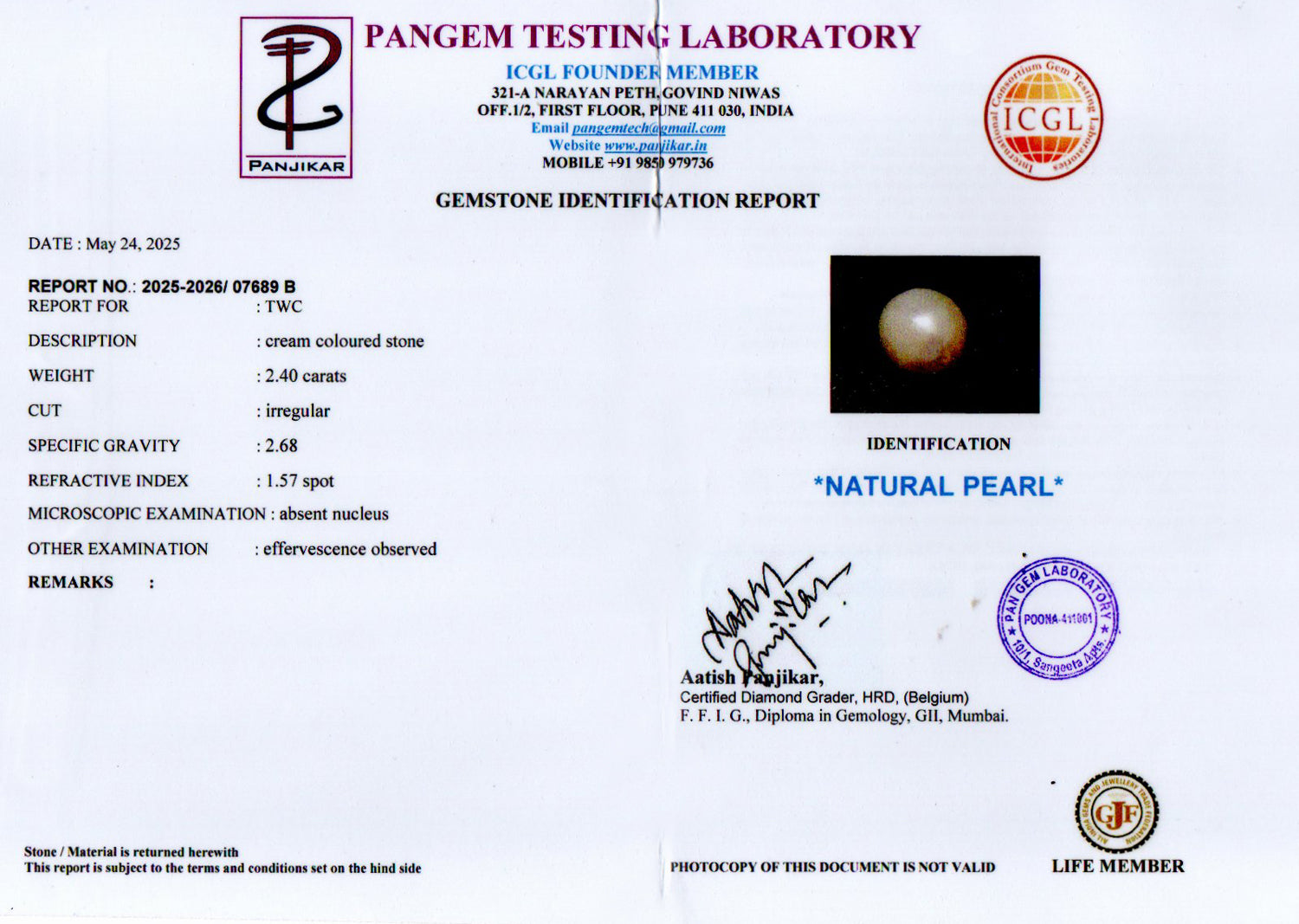 Keshi Pearl - 2.40 Carat Prime Quality SSP-9012