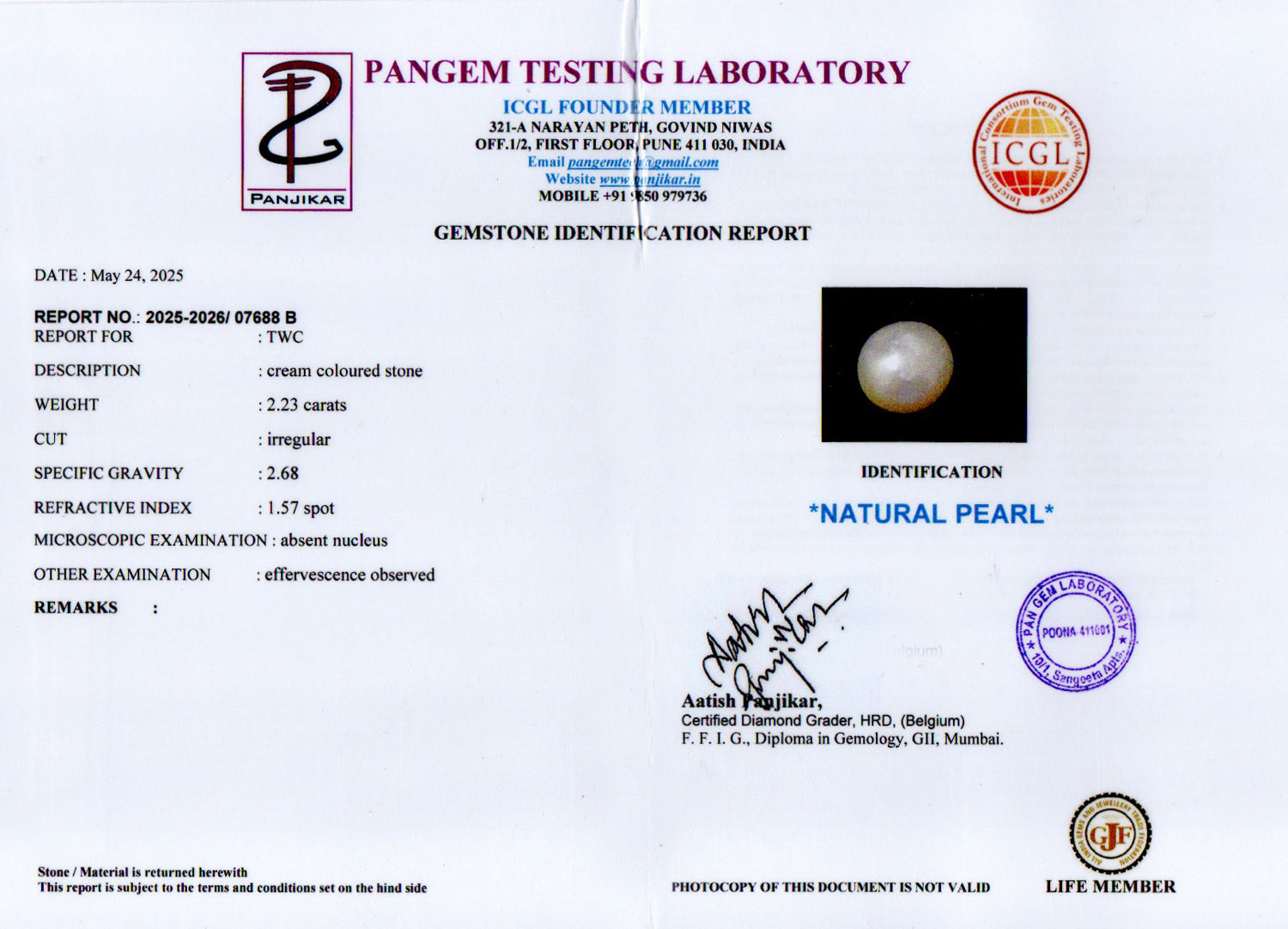 Keshi Pearl - 2.23 Carat Prime Quality SSP-9015