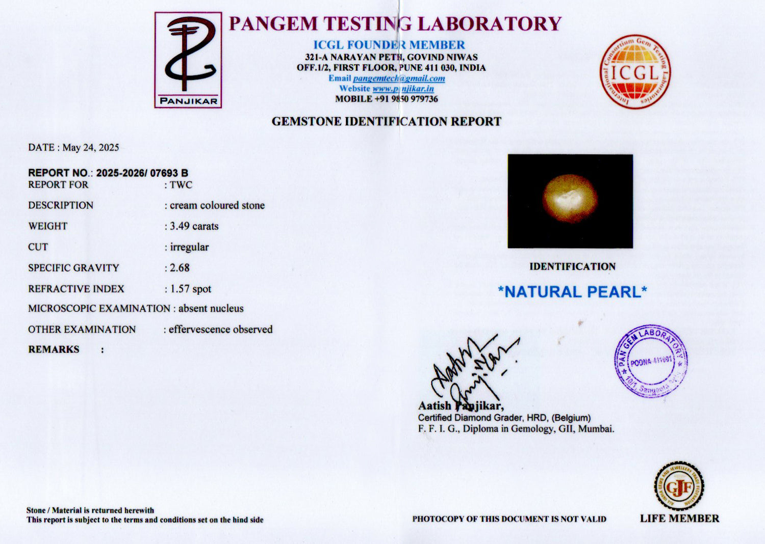 Venezuela Pearl - 3.49 Carat Limited Quality SSP-9016