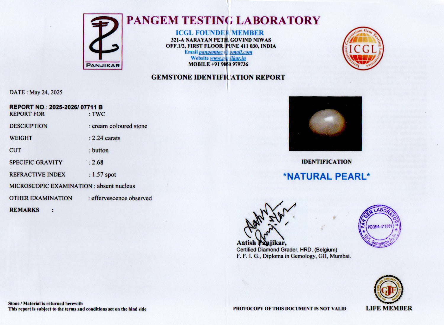 Keshi Pearl - 2.24 Carat Prime Quality SSP-9019