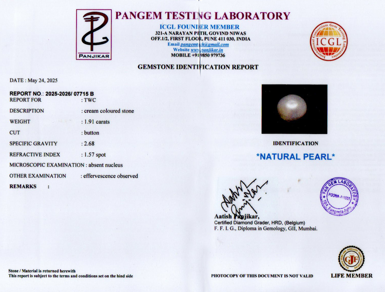 Keshi Pearl - 1.91 Carat Prime Quality SSP-9021