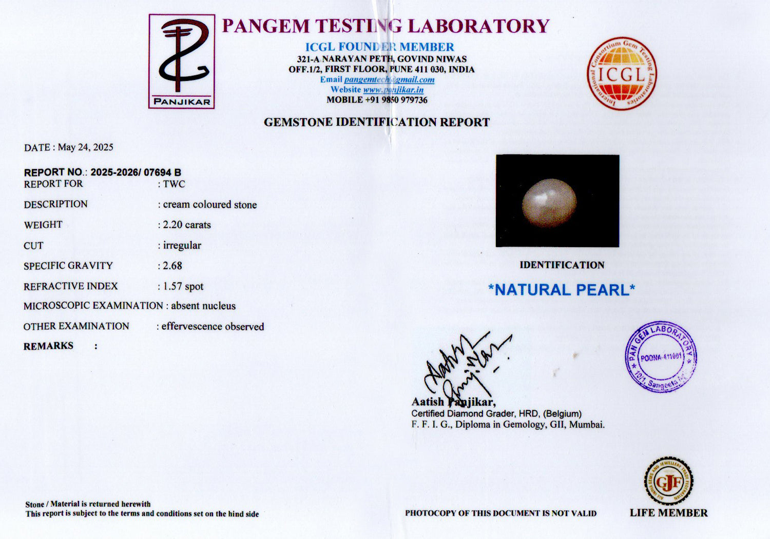 Keshi Pearl - 2.20 Carat Limited Quality SSP-9022