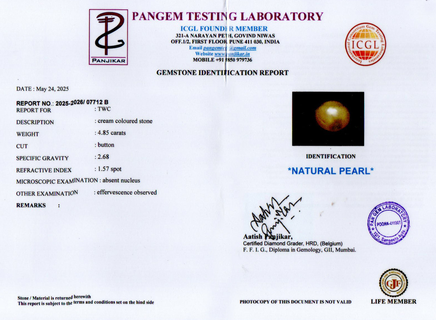 Keshi Pearl - 4.85 Carat Prime Quality SSP-9023