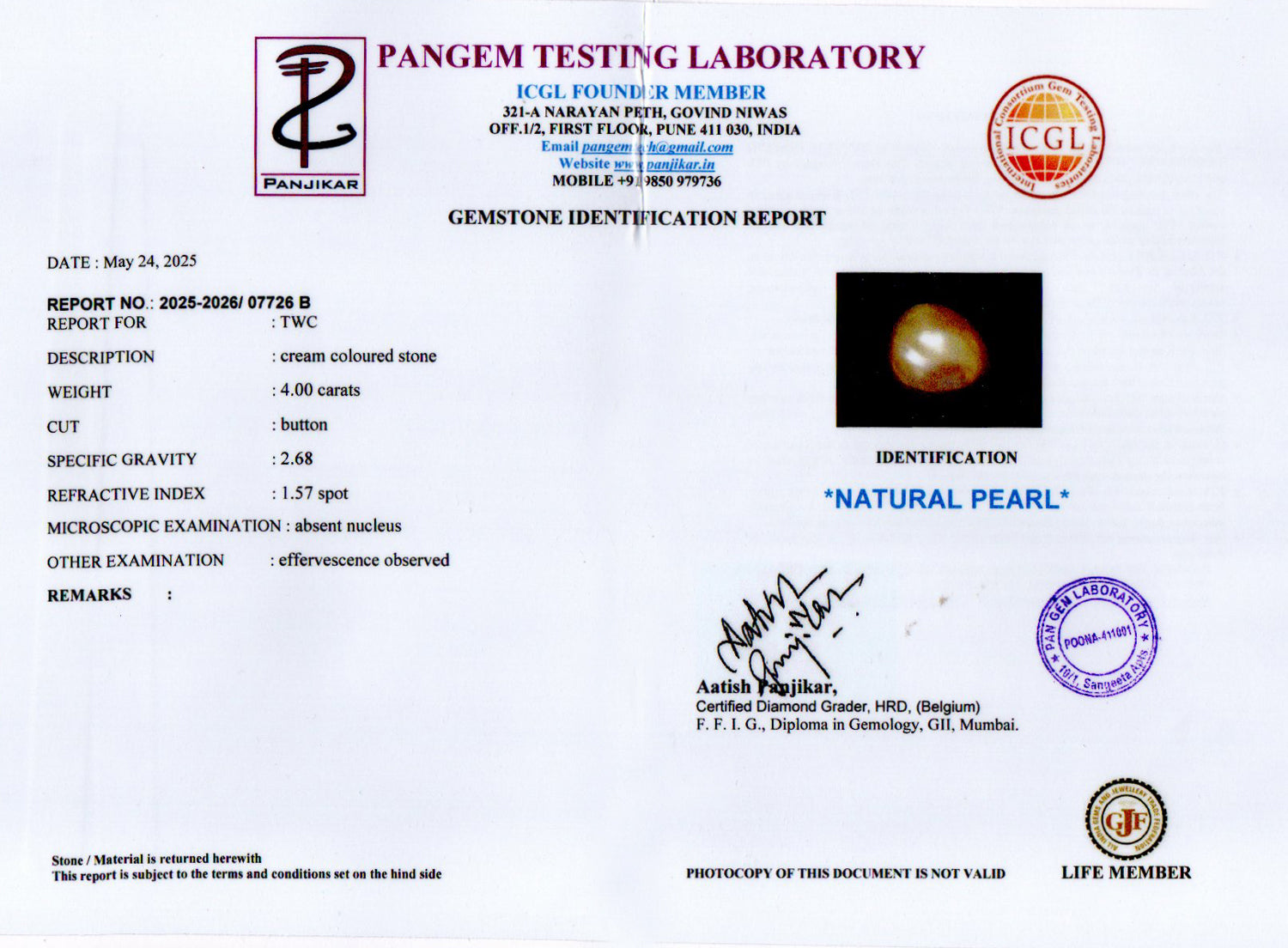 Venezuela Pearl - 4.00 Carat Limited Quality SSP-9025