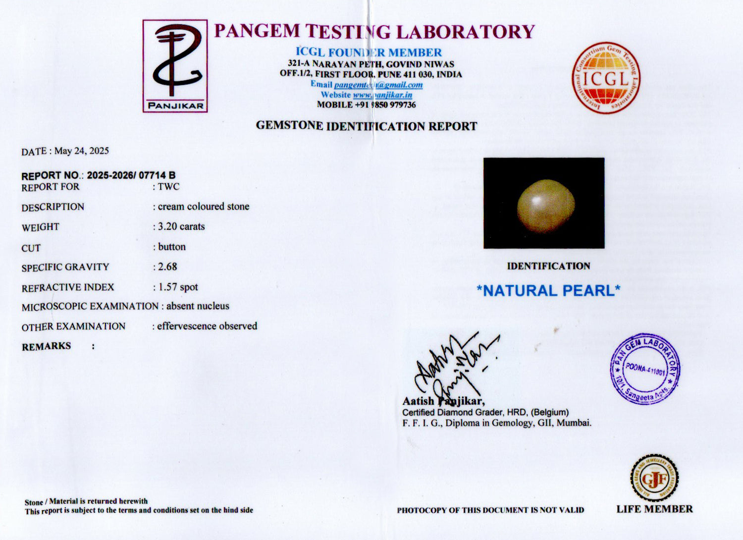 Venezuela Pearl - 3.20 Carat Limited Quality SSP-9027