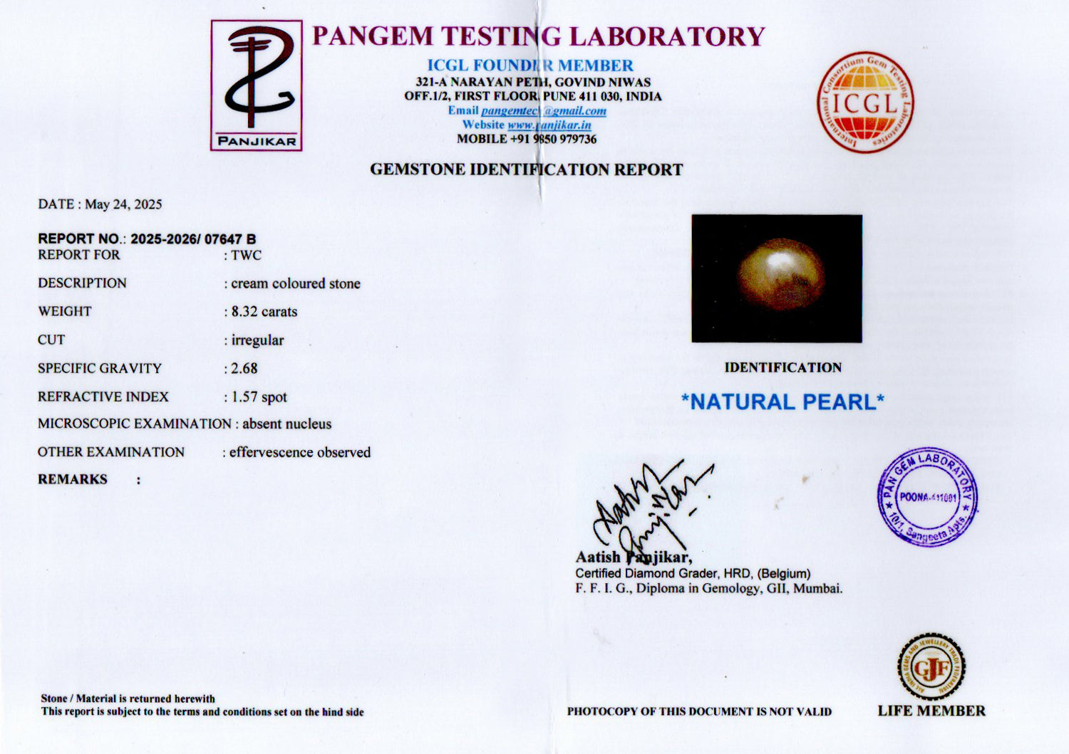 Venezuela Pearl - 8.32 Carat Limited Quality SSP-9044