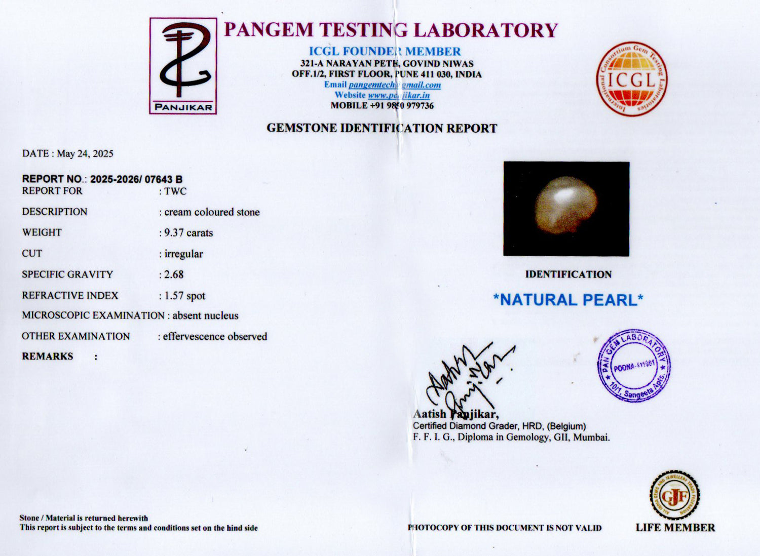 Venezuela Pearl - 9.37 Carat Limited Quality SSP-9046