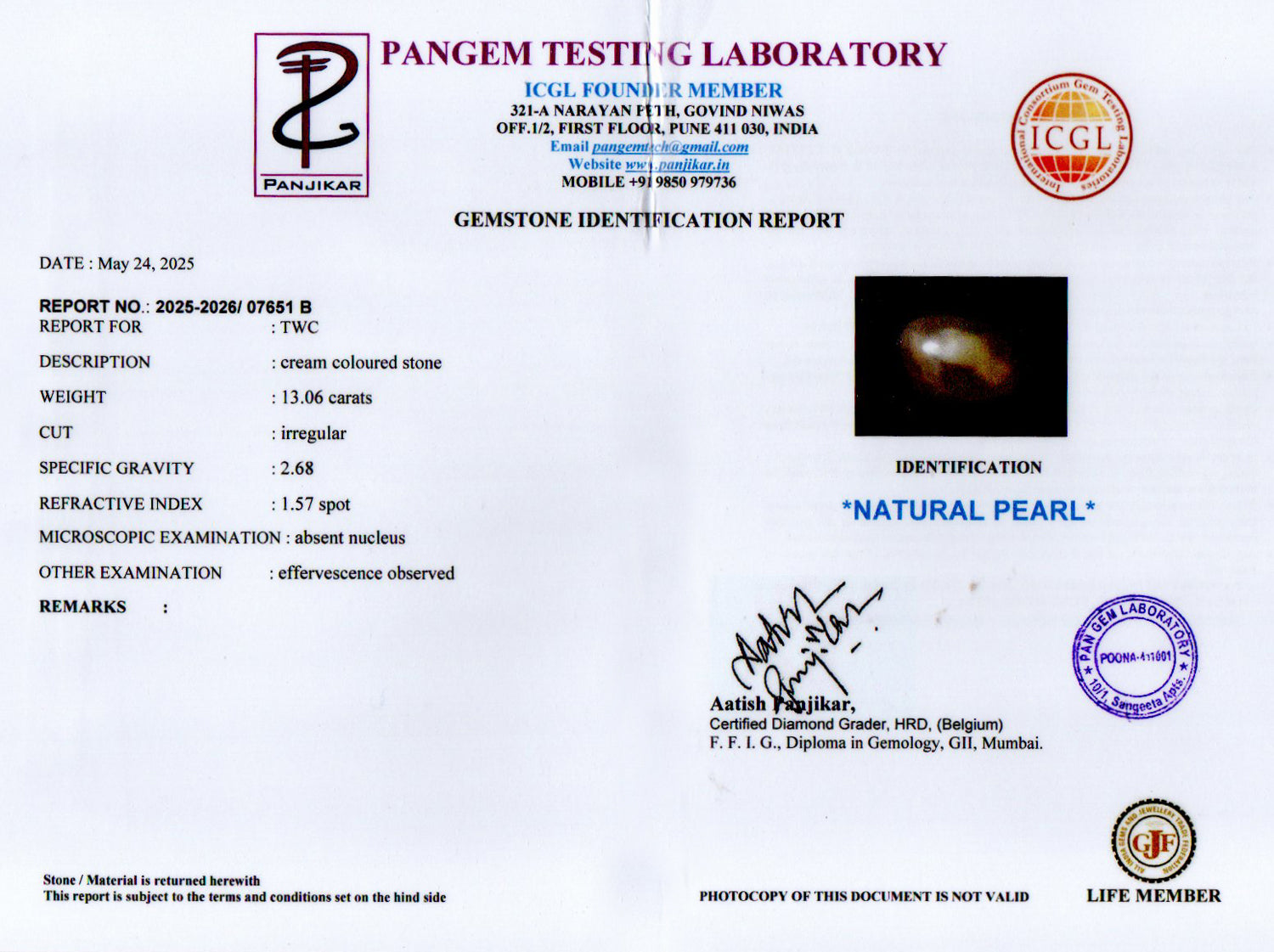 Venezuela Pearl - 13.06 Carat Limited Quality SSP-9050